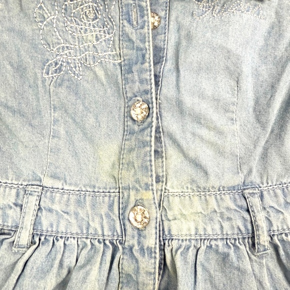 Guess Girls Size 2 Denim Chambray Shirt Dress with Rhinestone Buttons - Picture 5 of 12